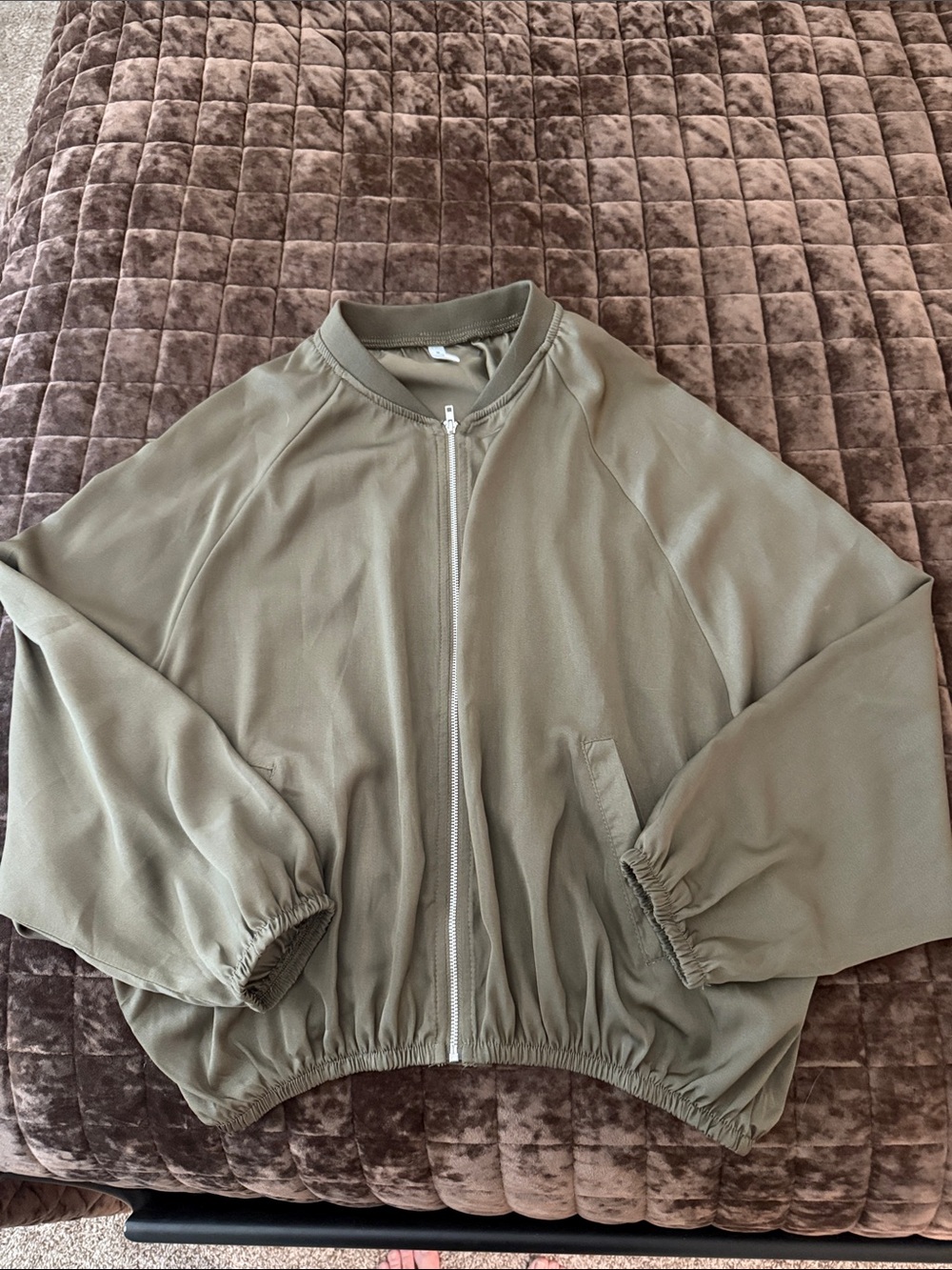 glam Olive green light weight Women's Zip up